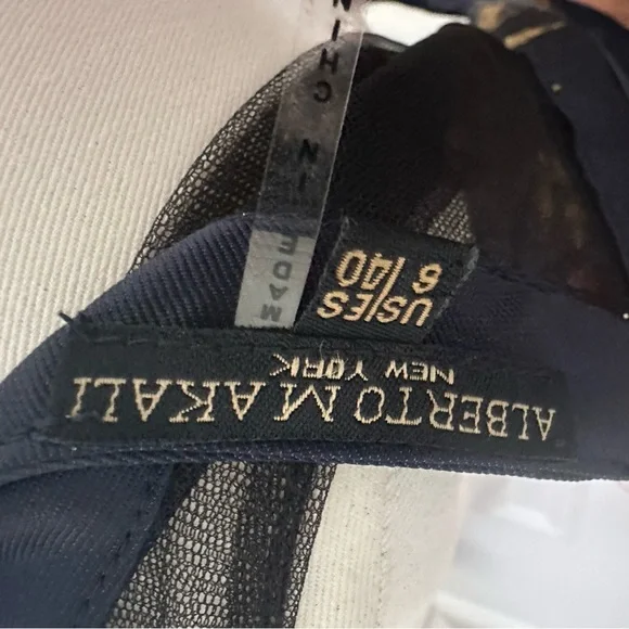 Alberto Makali Elegant Navy Gold V-Neck Sheer Back Wedding Guest Dress Size 6 - Picture 8 of 15